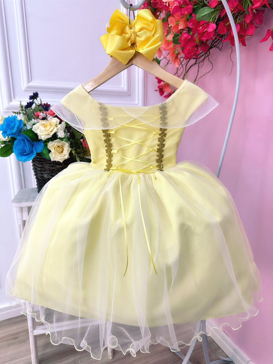 Vestido infantil de princesa La Bella y la Bestia con busto trenzado