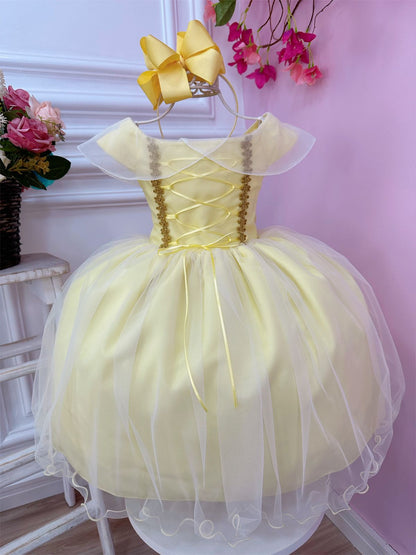 Vestido infantil de princesa La Bella y la Bestia con busto trenzado