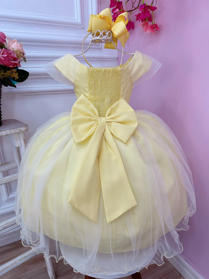 Vestido infantil de princesa La Bella y la Bestia con busto trenzado