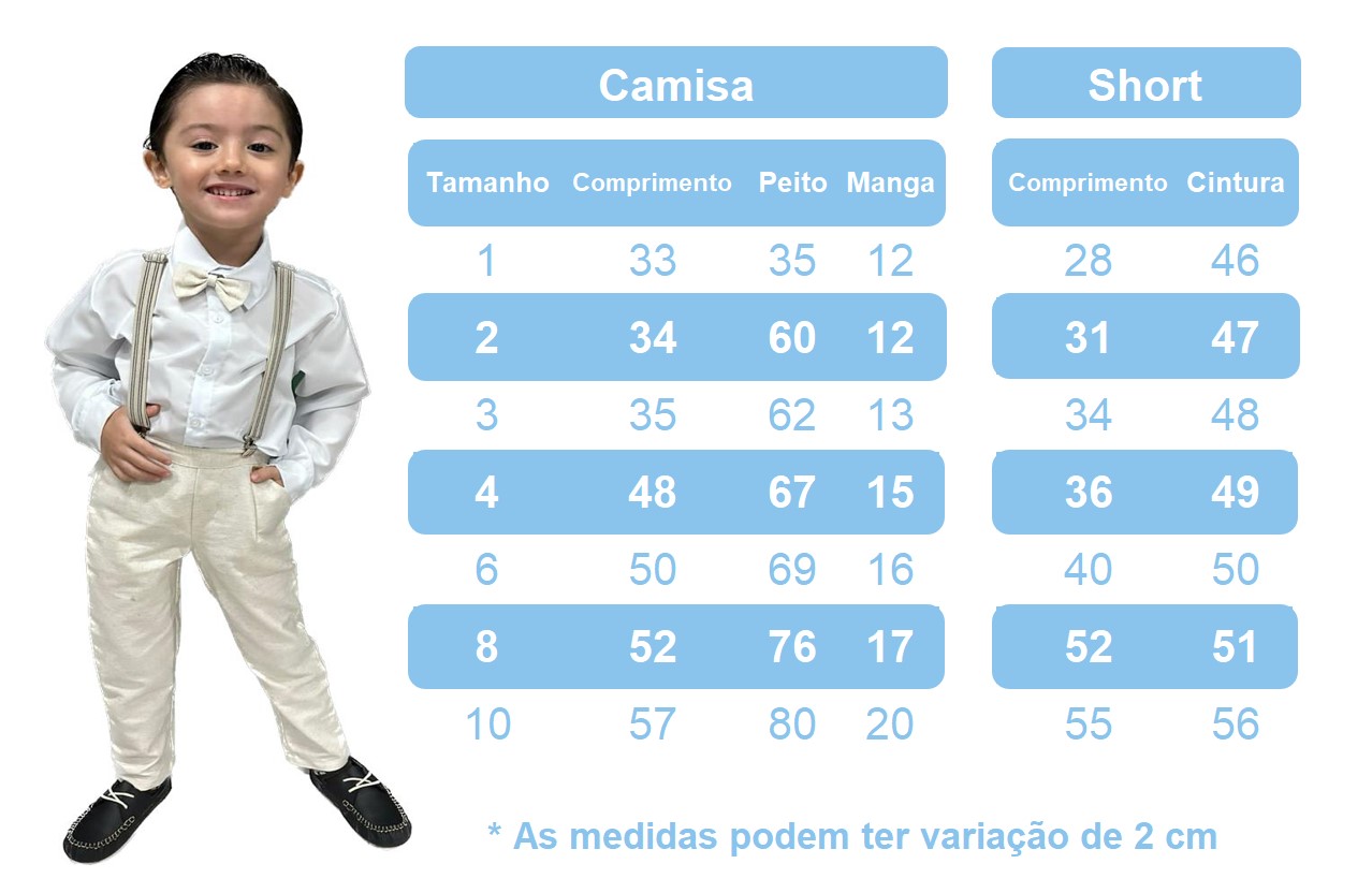 Conjunto Formal, Pantalón Corto, Tirantes, Corbata y Camisa Blanca 