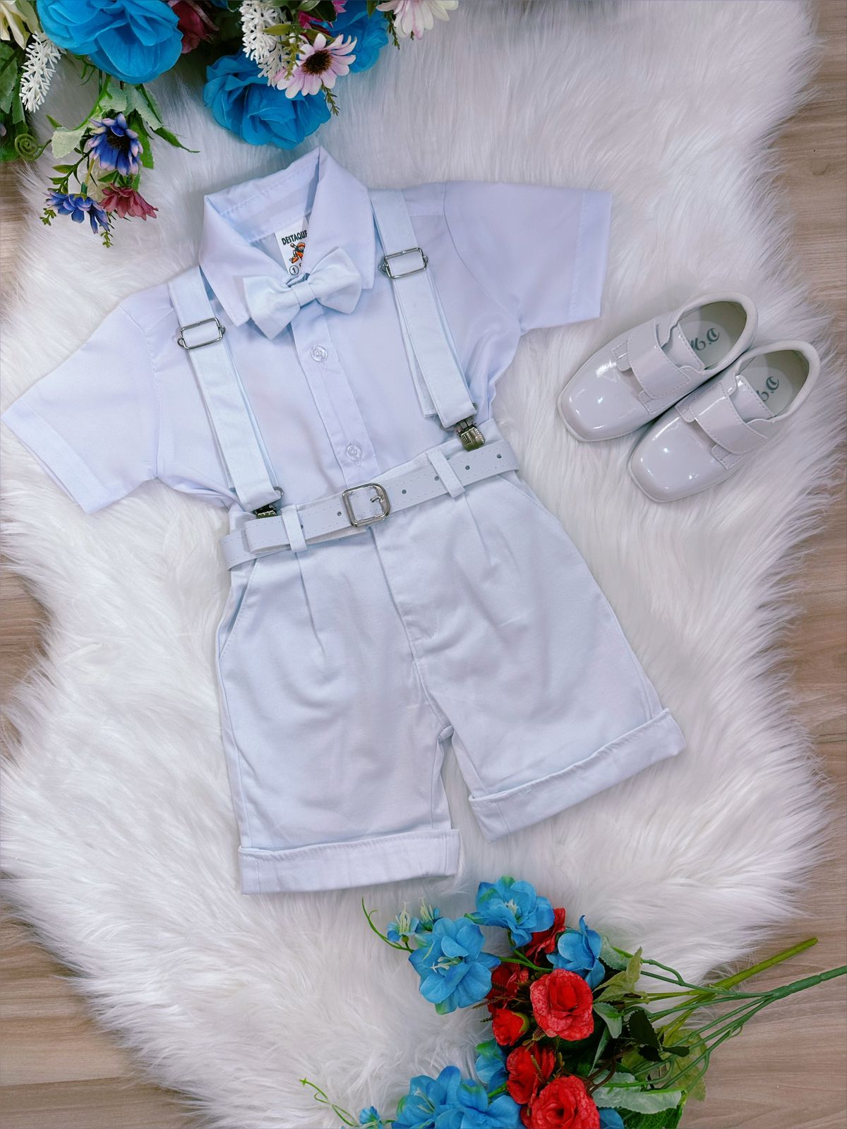 Conjunto Formal, Pantalón Corto, Tirantes, Corbata y Camisa Blanca 