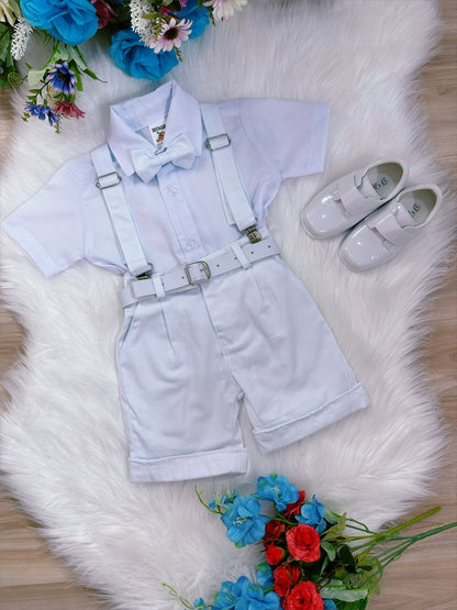 Conjunto Formal, Pantalón Corto, Tirantes, Corbata y Camisa Blanca 