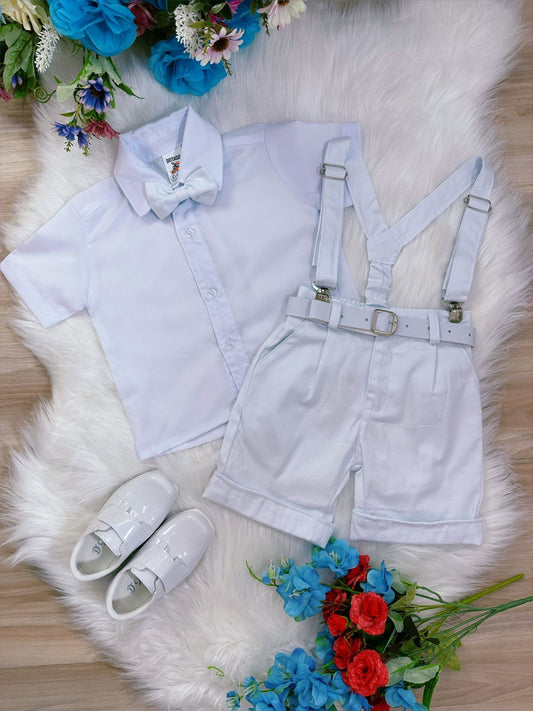 Conjunto Formal, Pantalón Corto, Tirantes, Corbata y Camisa Blanca 