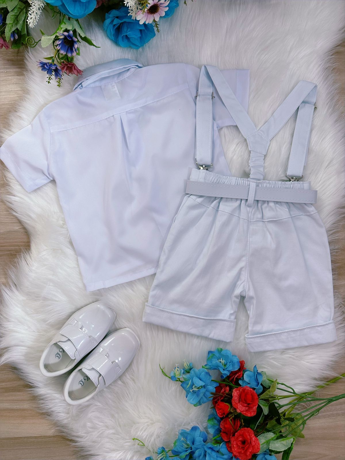 Conjunto Formal, Pantalón Corto, Tirantes, Corbata y Camisa Blanca 