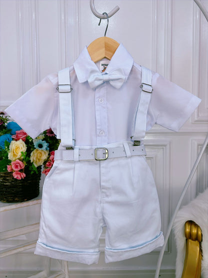 Conjunto Formal, Pantalón Corto, Tirantes, Corbata y Camisa Blanca 