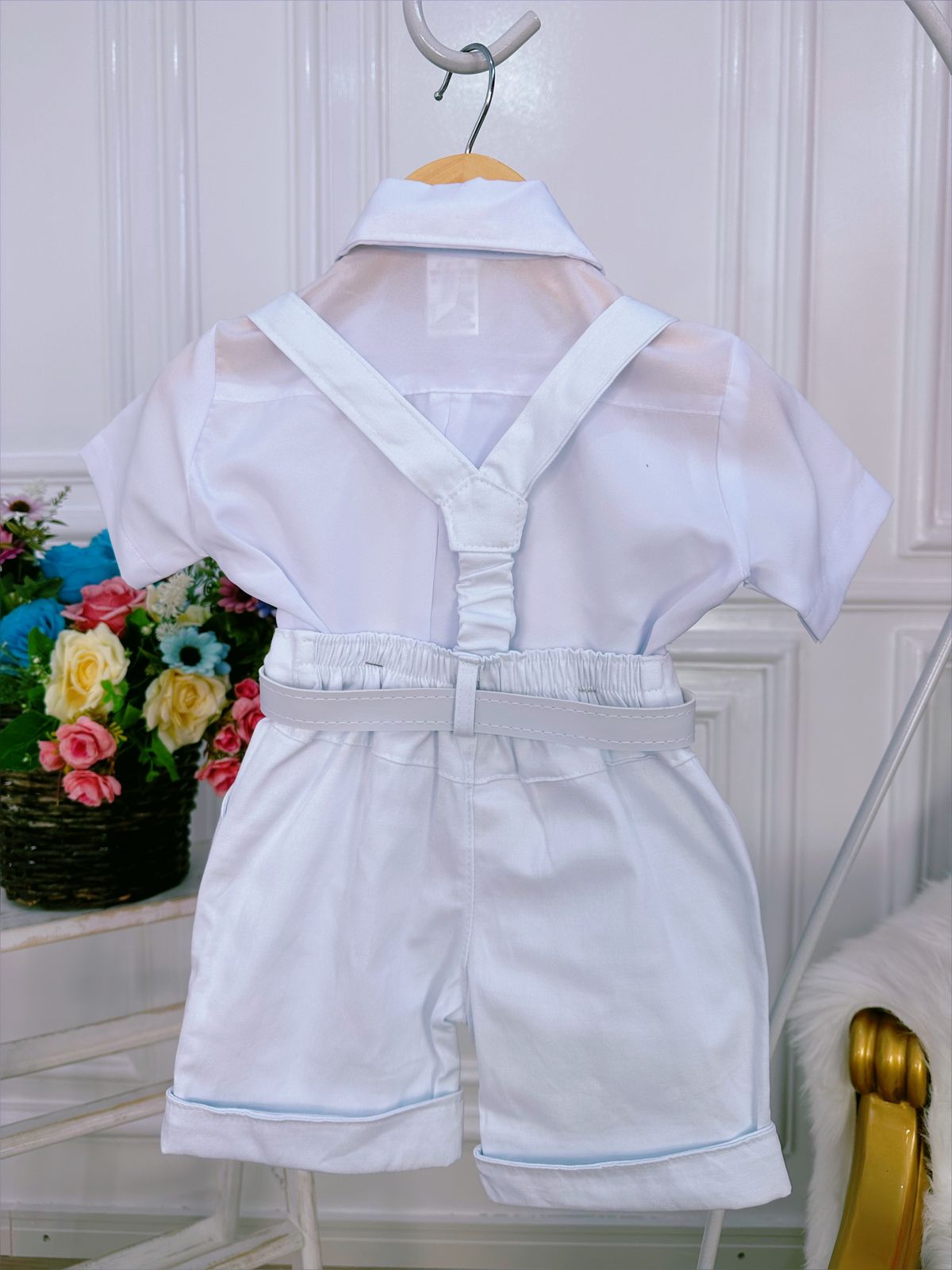 Conjunto Formal, Pantalón Corto, Tirantes, Corbata y Camisa Blanca 
