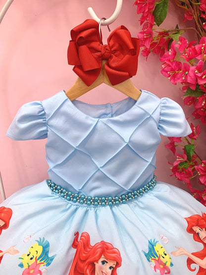 Vestido de princesa sirena Ariel con cinturón de perlas