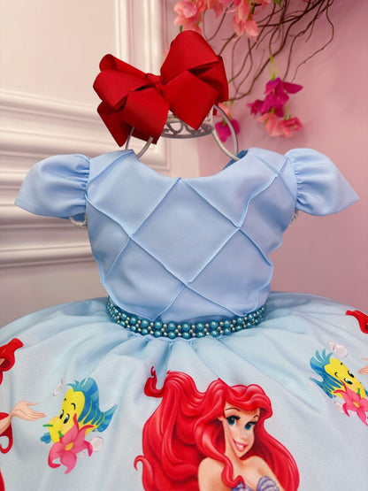 Vestido de princesa sirena Ariel con cinturón de perlas