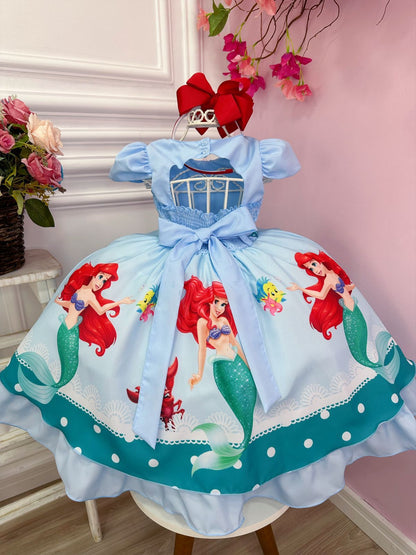 Vestido de princesa sirena Ariel con cinturón de perlas