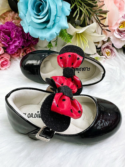 Zapato negro de súper lujo con lazo de Minnie