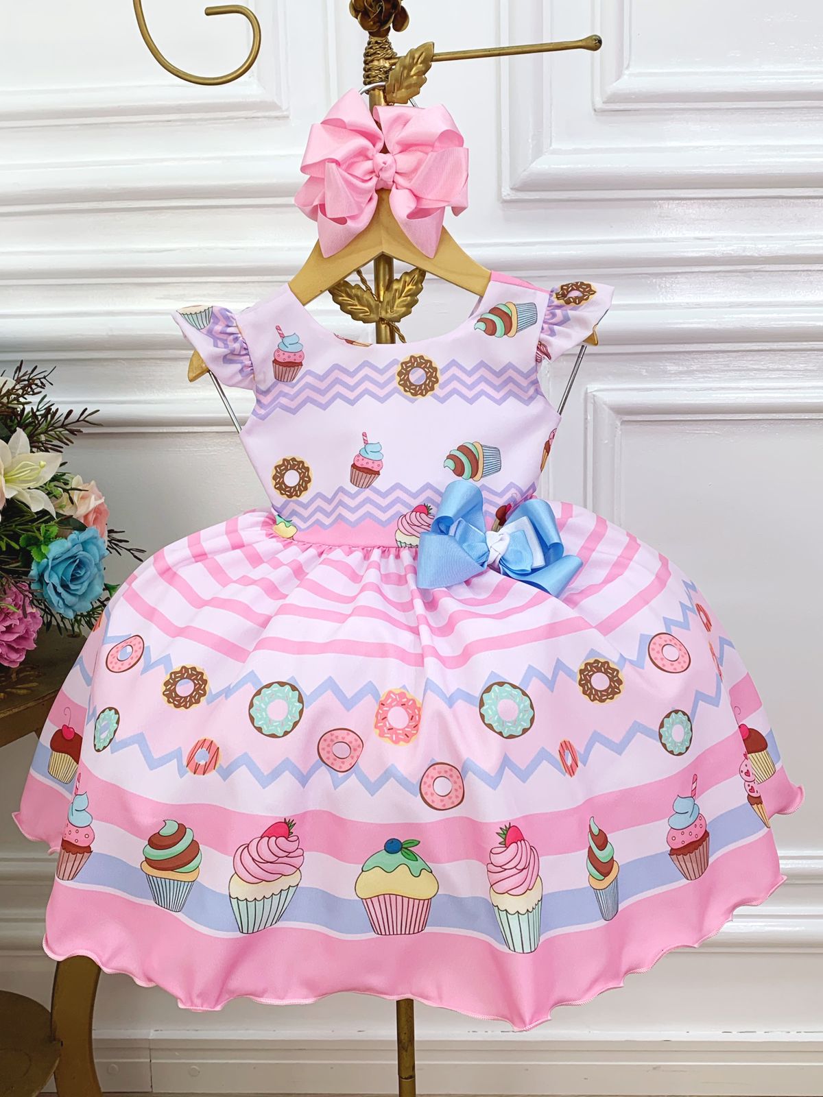 Vestido Infantil Rosa Dulce Mundo Confitería con Broche
