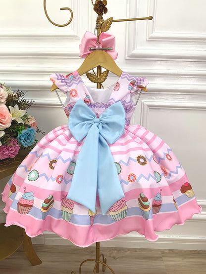 Vestido Infantil Rosa Dulce Mundo Confitería con Broche