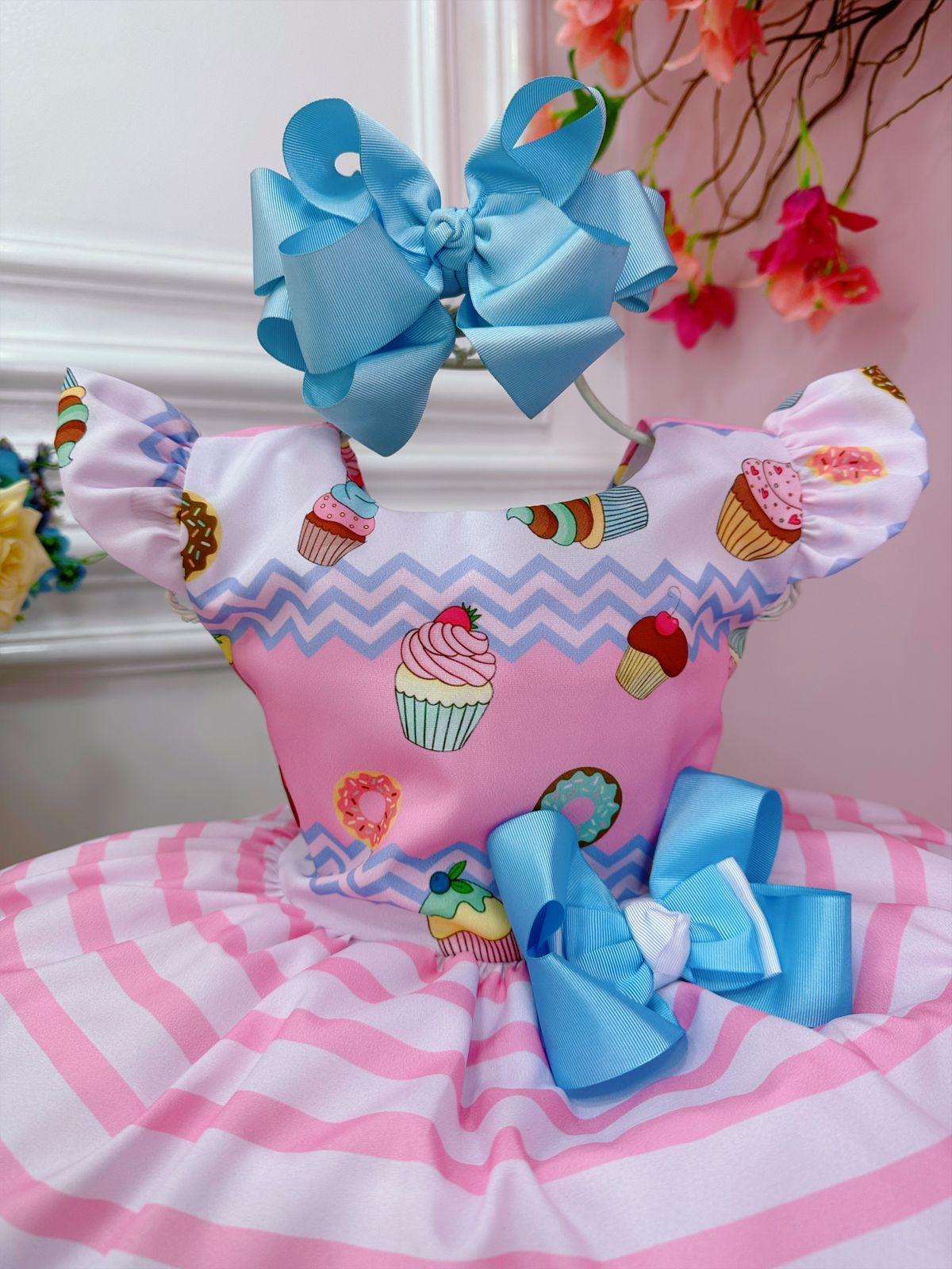 Vestido Infantil Rosa Dulce Mundo Confitería con Broche
