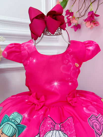 Vestido infantil floral rosa de Lol con broches de lazo