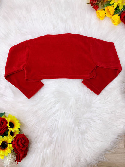 Bolero infantil rojo suave sin botones, confort y lujo