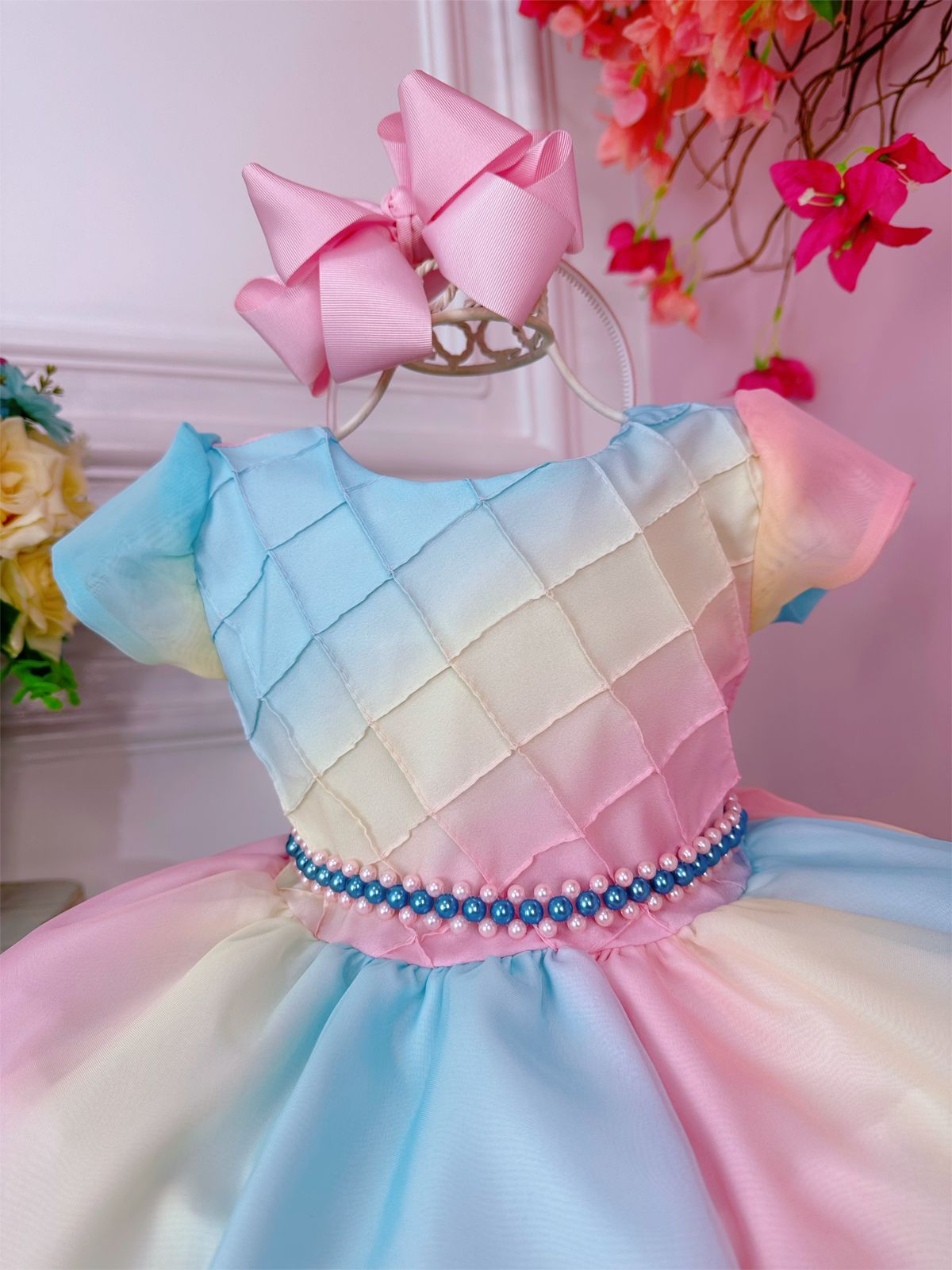 Vestido infantil Lluvia de Bendiciones de Amor con Perlas de Lujo