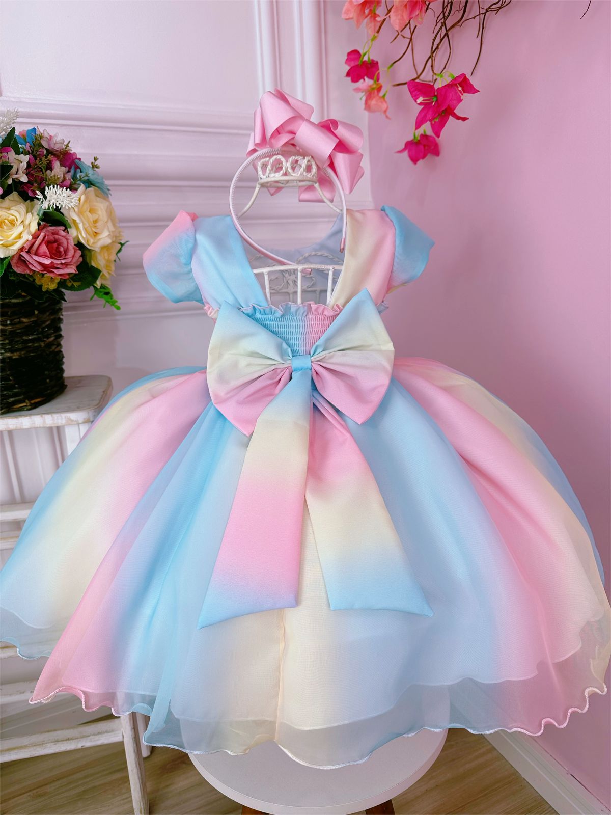 Vestido infantil Lluvia de Bendiciones de Amor con Perlas de Lujo