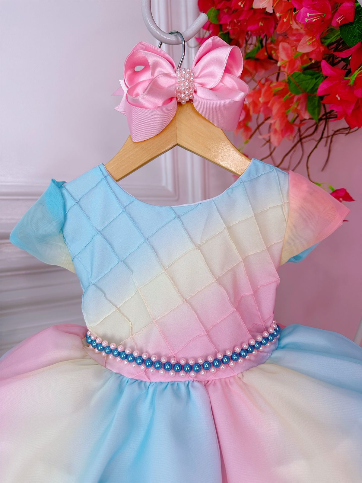 Vestido infantil Lluvia de Bendiciones de Amor con Perlas de Lujo