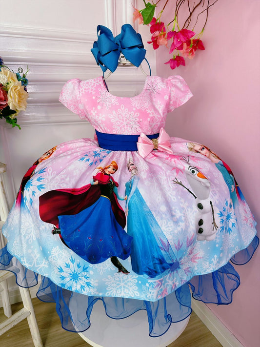 Vestido infantil de princesa Frozen y Olaf con broche de lazo