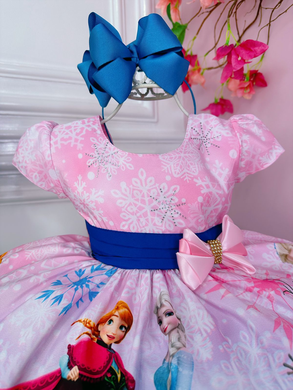 Vestido infantil de princesa Frozen y Olaf con broche de lazo