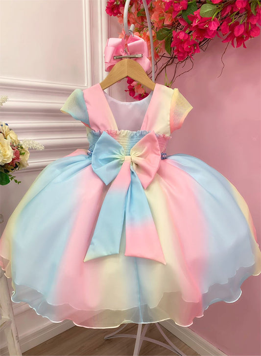 Vestido infantil Lluvia de Bendiciones de Amor con Cinturón de Perlas