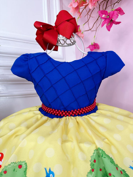 Vestido de princesa azul Blancanieves con perlas