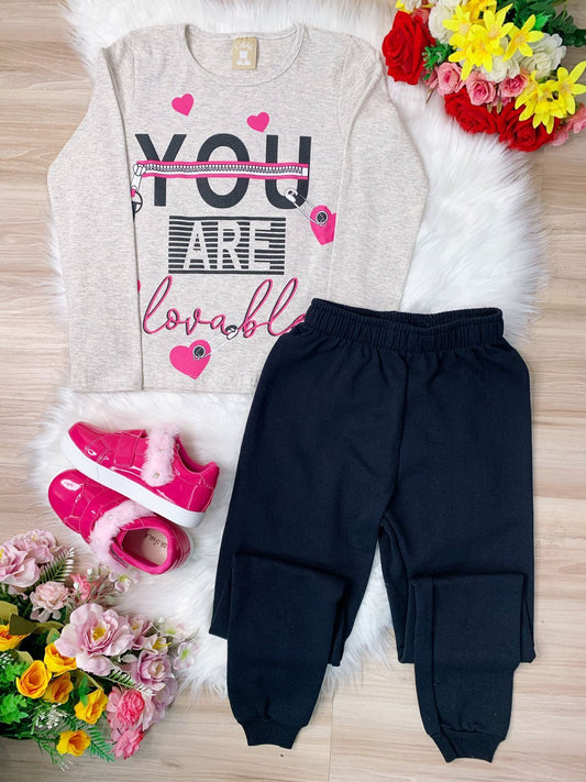 Conjunto de sudadera, blusa y pantalón negro Mafim Eres 