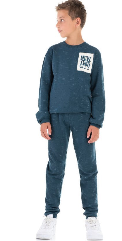 Conjunto de sudadera, blusa y pantalón azul petróleo de Nueva York 