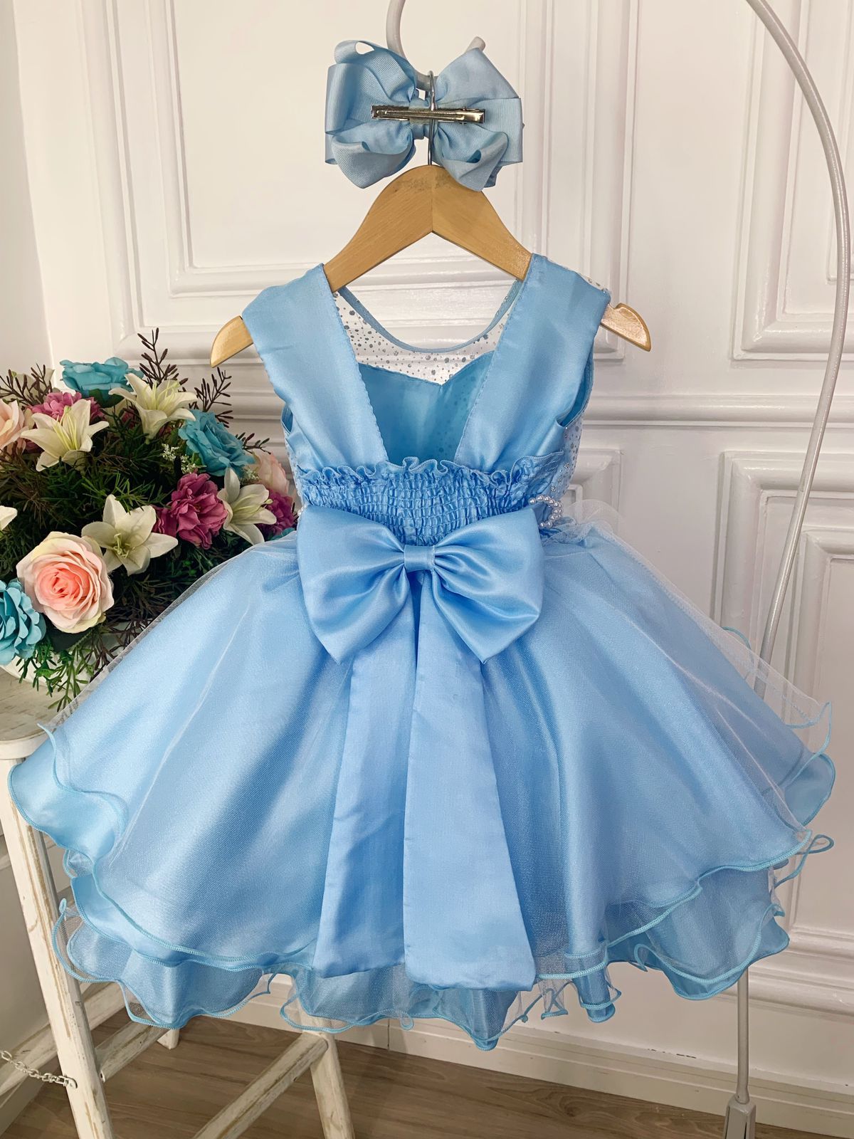 Vestido infantil Elsa Frozen azul hielo con capa de lujo para fiestas