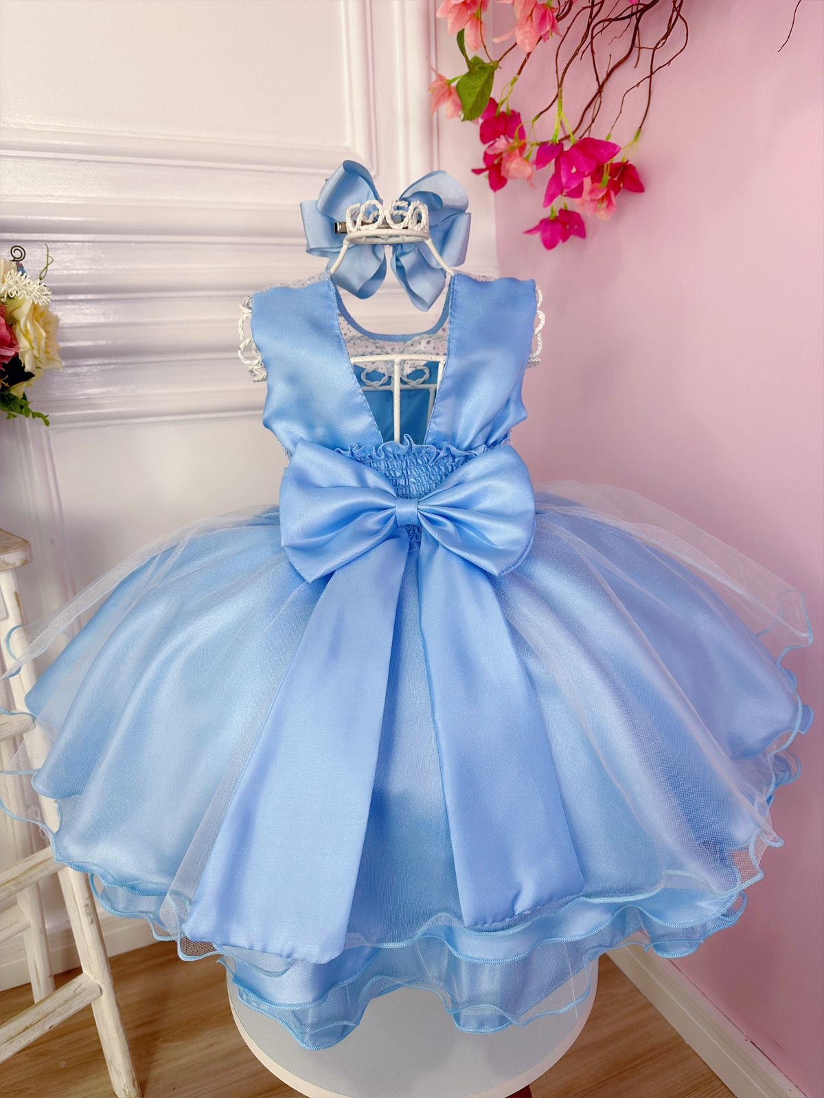 Vestido infantil Elsa Frozen azul hielo con capa de lujo para fiestas