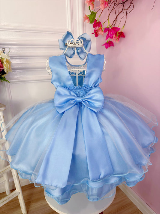 Vestido infantil Elsa Frozen azul hielo con capa de lujo para fiestas