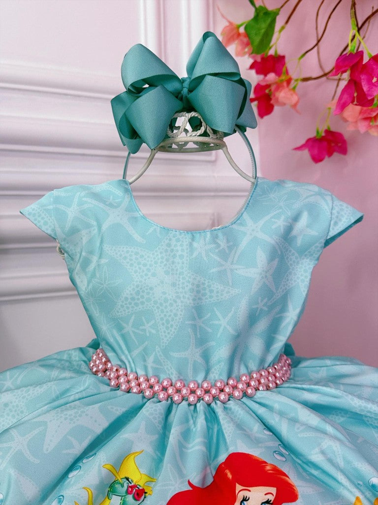 Vestido infantil de princesa Ariel sirena verde fondo marino
