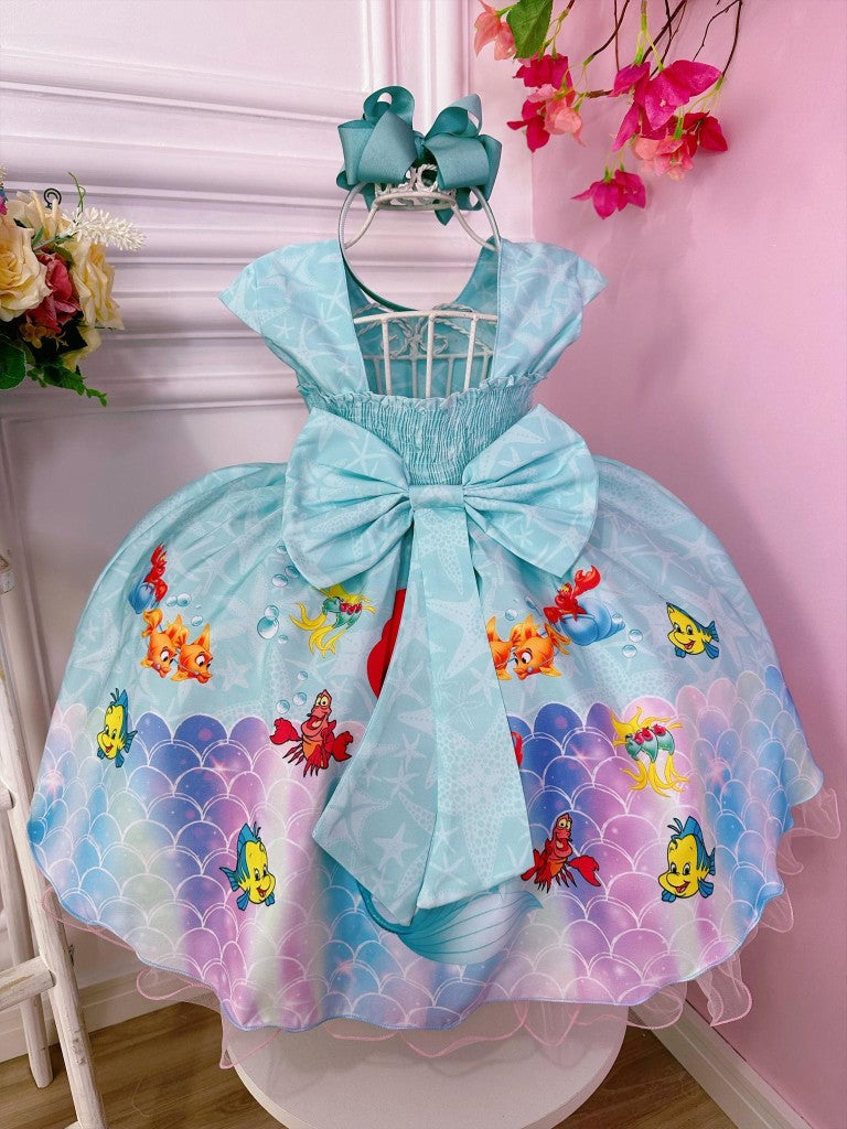 Vestido infantil de princesa Ariel sirena verde fondo marino