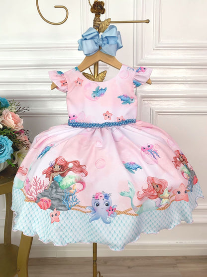 Vestido de princesa sirena con perlas de Ariel y sus amigas