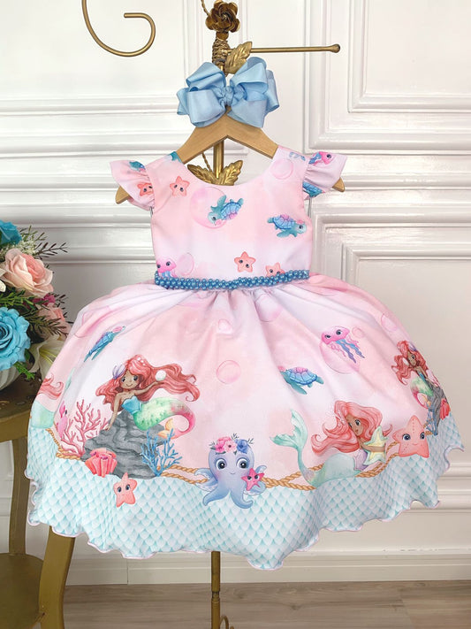 Vestido de princesa sirena con perlas de Ariel y sus amigas