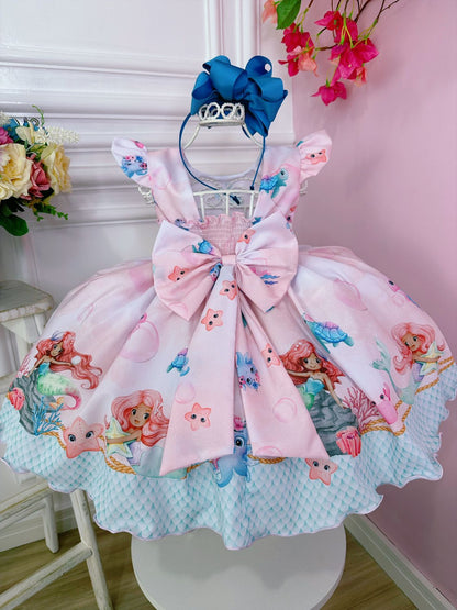 Vestido de princesa sirena con perlas de Ariel y sus amigas