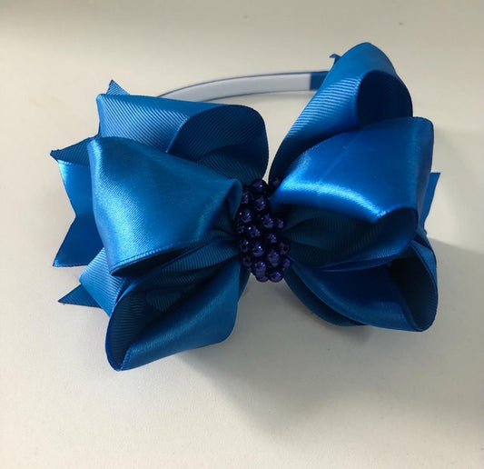 Tiara infantil de lujo con perla azul real