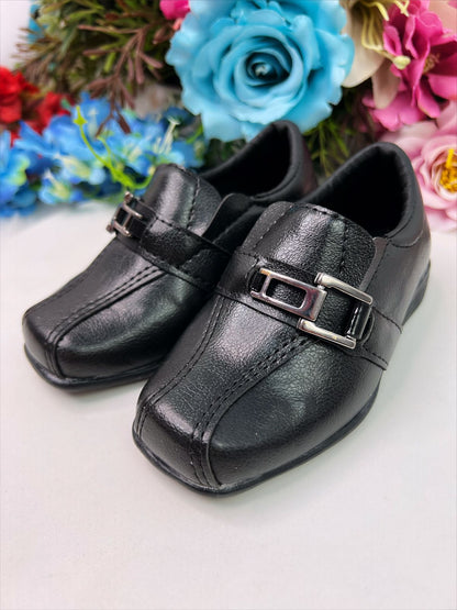 Zapatos de vestir con cordones negros mate para niños 