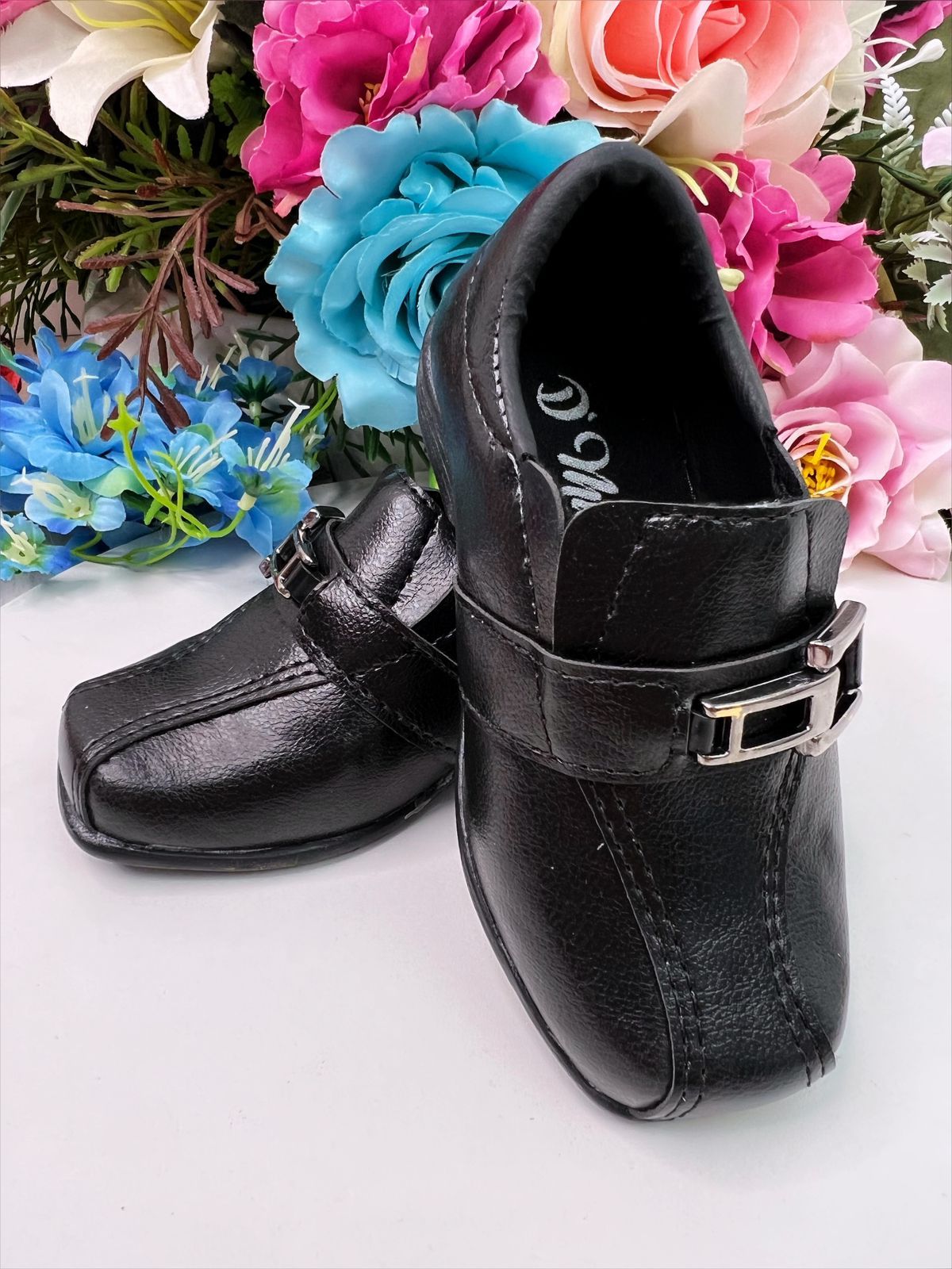 Zapatos de vestir con cordones negros mate para niños 