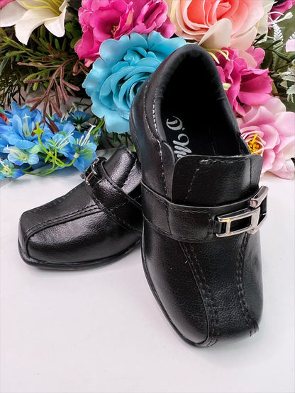 Zapatos de vestir con cordones negros mate para niños 
