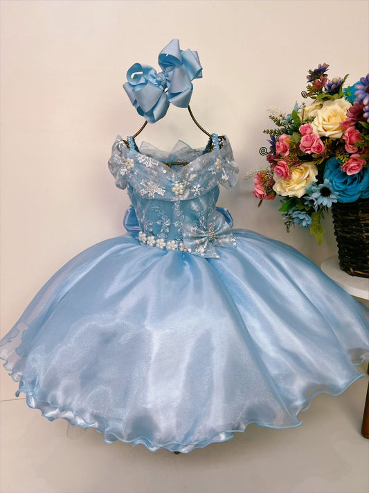 Vestido infantil de Frozen con capa y lazo para fiesta de princesas de lujo