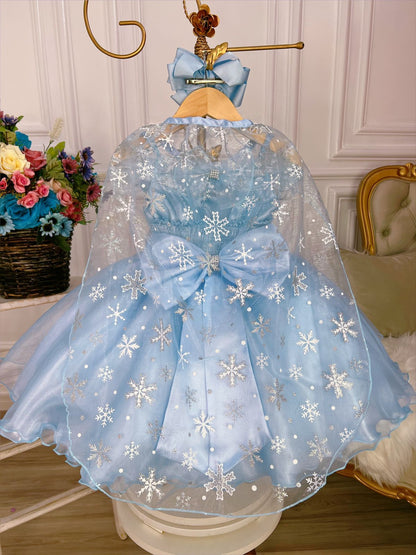 Vestido infantil de Frozen con capa y lazo para fiesta de princesas de lujo