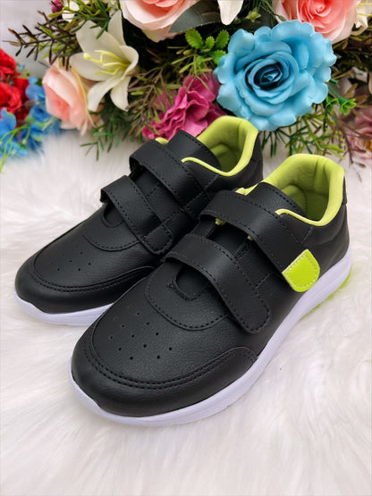 Zapatillas deportivas negras y lima con velcro para niñas 