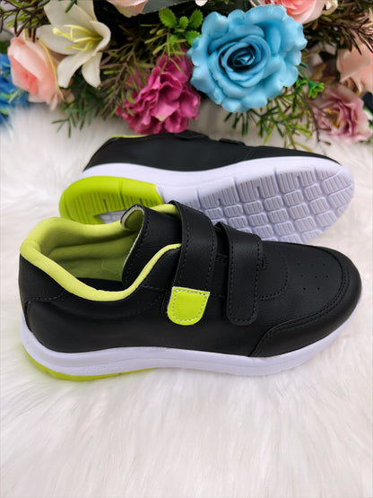 Zapatillas deportivas negras y lima con velcro para niñas 