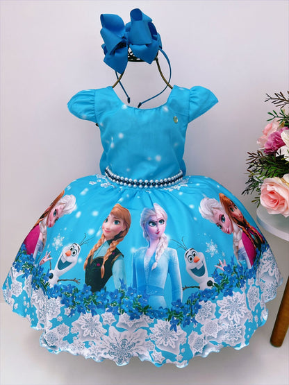 Vestido de princesa congelada con perlas de lujo