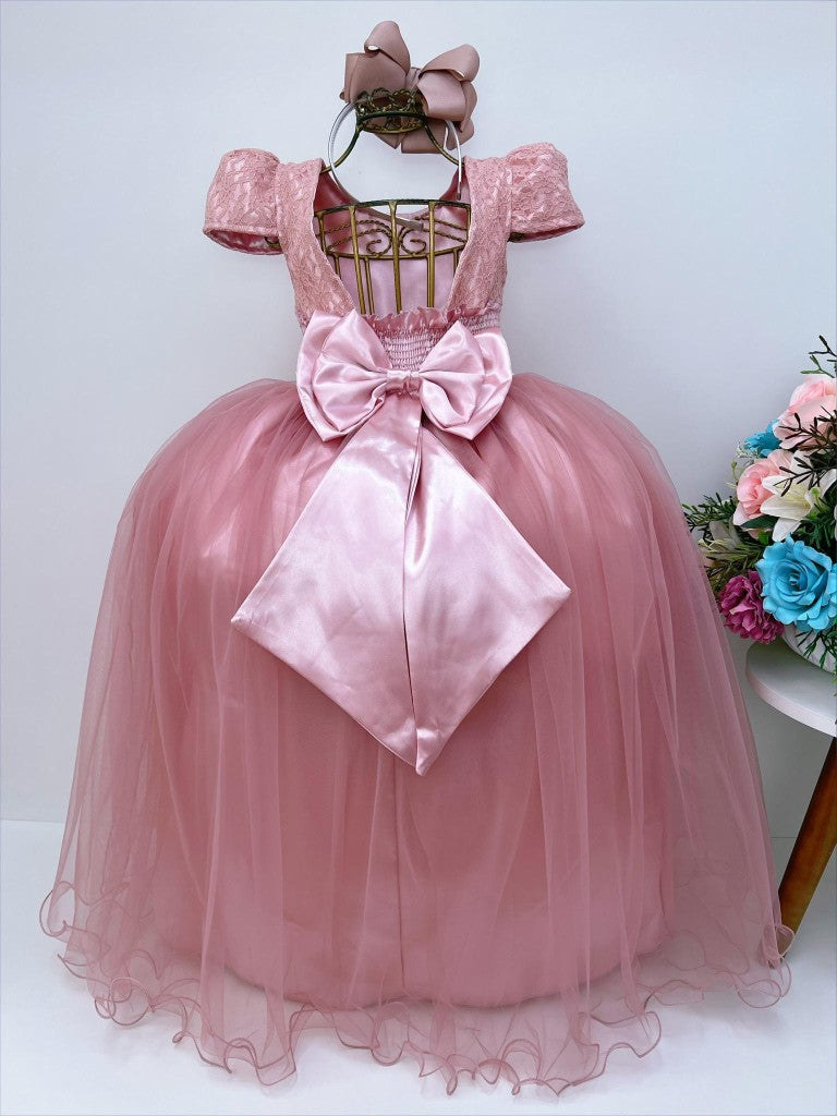 Vestido infantil Royal Rose con encaje y perlas para fiesta de lujo