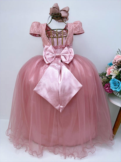 Vestido infantil Royal Rose con encaje y perlas para fiesta de lujo