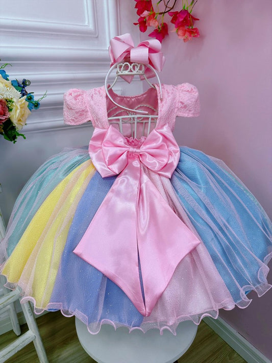 Vestido de fiesta arcoíris con lluvia de amor de unicornio para niños