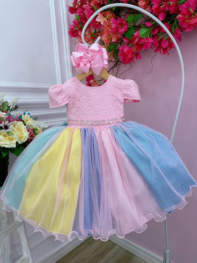 Vestido de fiesta arcoíris con lluvia de amor de unicornio para niños