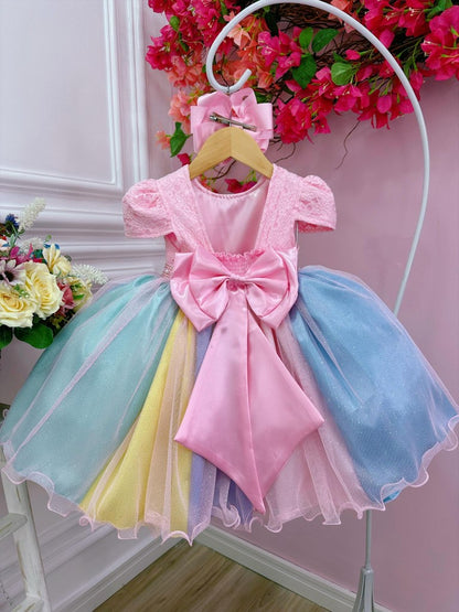 Vestido de fiesta arcoíris con lluvia de amor de unicornio para niños